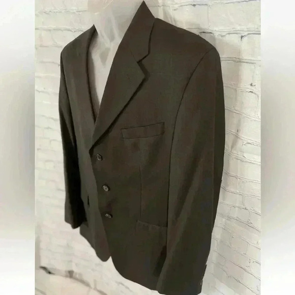 Chaps Ralph Lauren Cashmere wool 3 Button Suit Coat 42R Brown Blue Glen Plaid - Picture 4 of 16